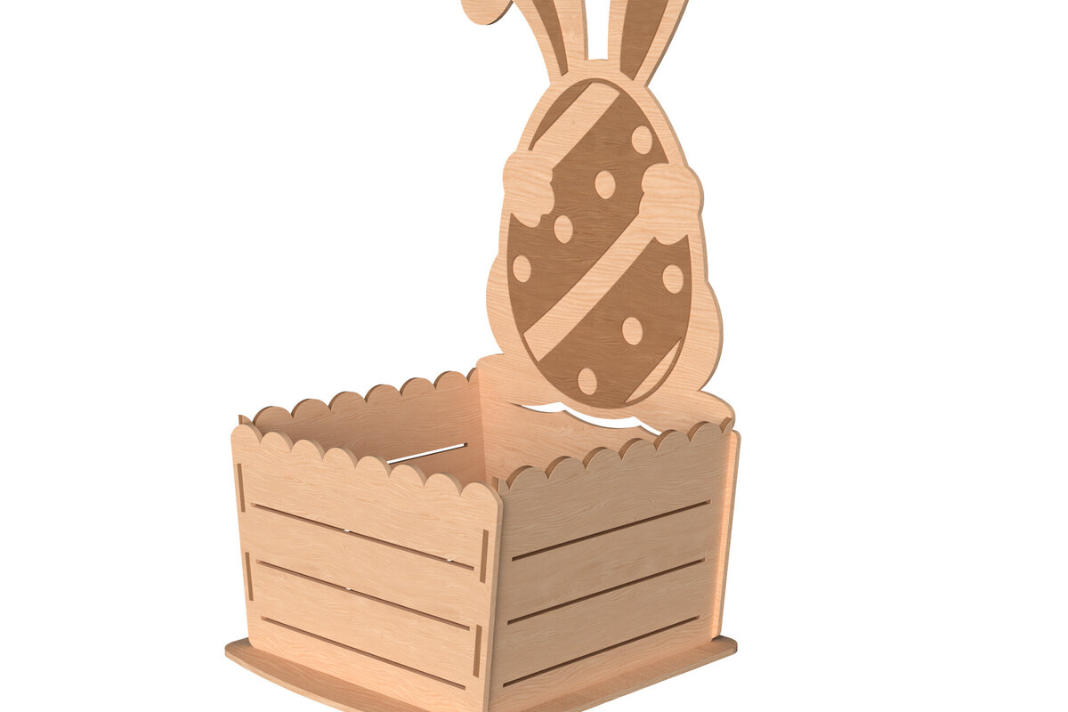 Intra απο ξύλο plywood 3mm-4mm πάχος - Πασχαλινό λαγουδάκι Ξύλινο Κλουβί με λέιζερ Δίασταση 30x20 cm INTRAFABR-116142138