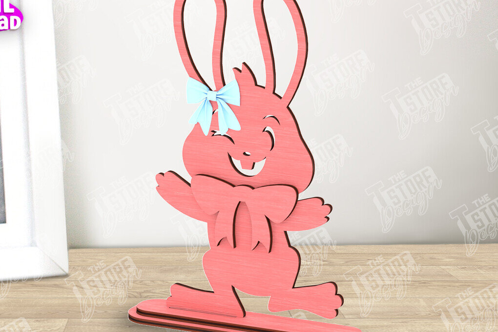 Σετ των 2 Intra απο ξύλο plywood 3mm-4mm πάχος - Πασχαλινό λαγουδάκι Ξύλινο ντεκόρ | Πασχαλινό περίπτερο Δίασταση 15x15 cm INTRAFABR-116334600