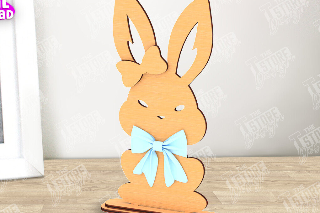 Σετ των 2 Intra απο ξύλο plywood 3mm-4mm πάχος - Πασχαλινό λαγουδάκι Ξύλινο ντεκόρ | Πασχαλινό περίπτερο Δίασταση 15x15 cm INTRAFABR-116334622