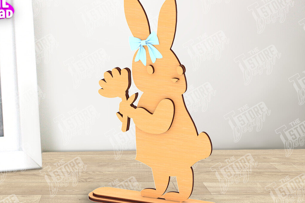 Σετ των 2 Intra απο ξύλο plywood 3mm-4mm πάχος - Πασχαλινό λαγουδάκι Ξύλινο ντεκόρ | Πασχαλινό περίπτερο Δίασταση 15x15 cm INTRAFABR-116334631