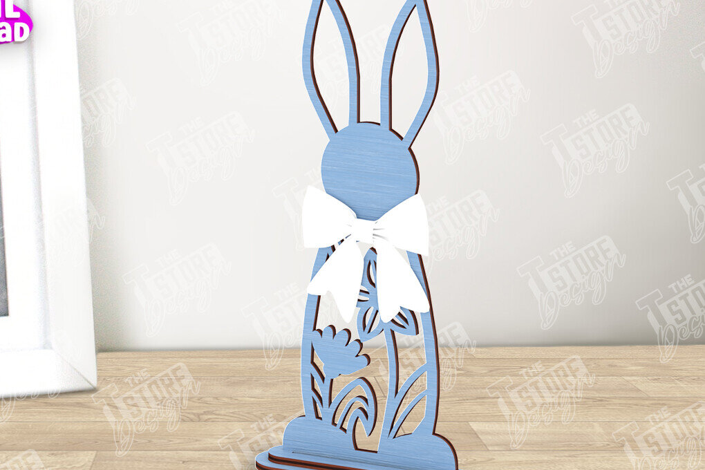 Σετ των 2 Intra απο ξύλο plywood 3mm-4mm πάχος - Πασχαλινό λαγουδάκι Ξύλινο ντεκόρ | Πασχαλινό περίπτερο Δίασταση 15x15 cm INTRAFABR-116334637