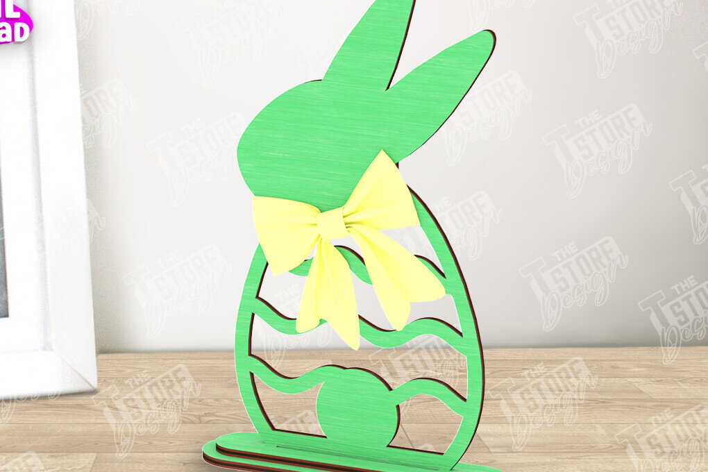 Σετ των 2 Intra απο ξύλο plywood 3mm-4mm πάχος - Πασχαλινό λαγουδάκι Ξύλινο ντεκόρ | Πασχαλινό περίπτερο Δίασταση 15x15 cm INTRAFABR-116334642