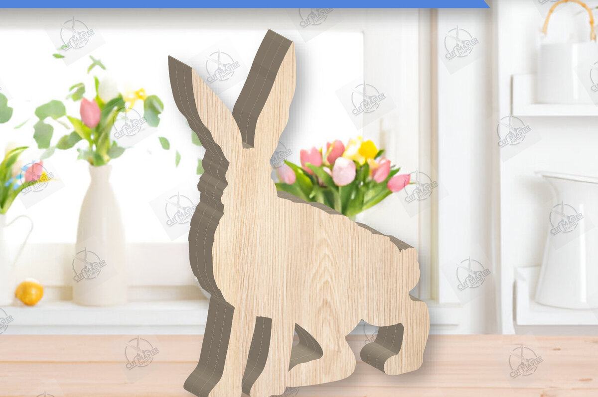 Σετ των 2 Intra απο ξύλο plywood 3mm-4mm πάχος - Πασχαλινό λαγουδάκι Ξύλινη διακόσμηση με λέιζερ  Δίασταση 15x15 cm INTRAFABR-118835755