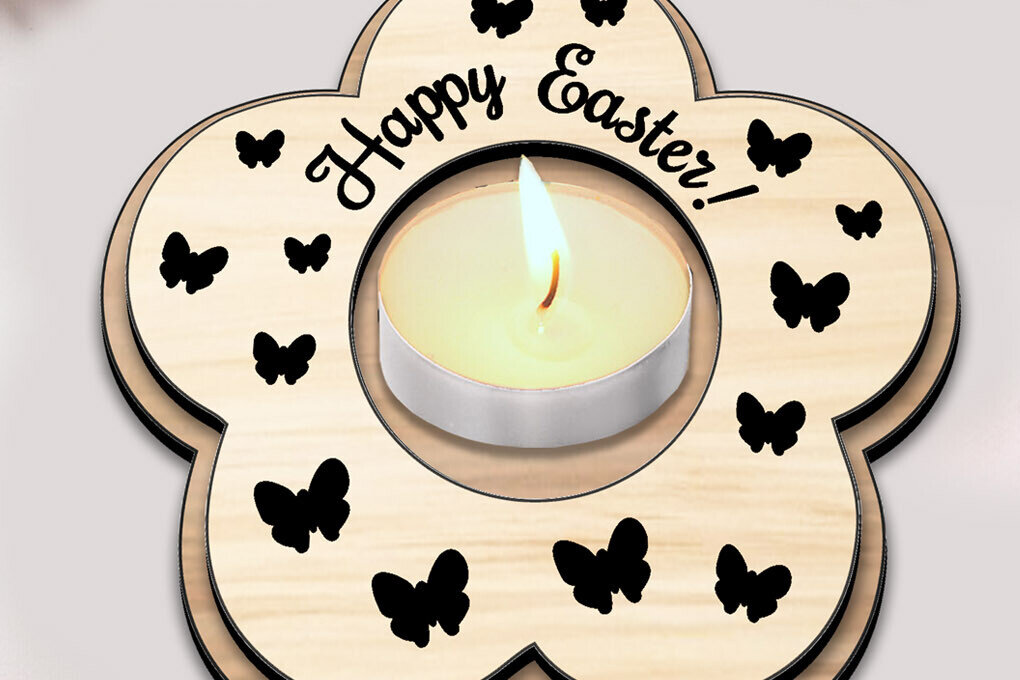 Σετ των 2 Intra απο ξύλο plywood 3mm-4mm πάχος - Πασχαλινό κερί τσαγιού πεταλούδα  Δίασταση 15x15 cm INTRAFABR-118285655