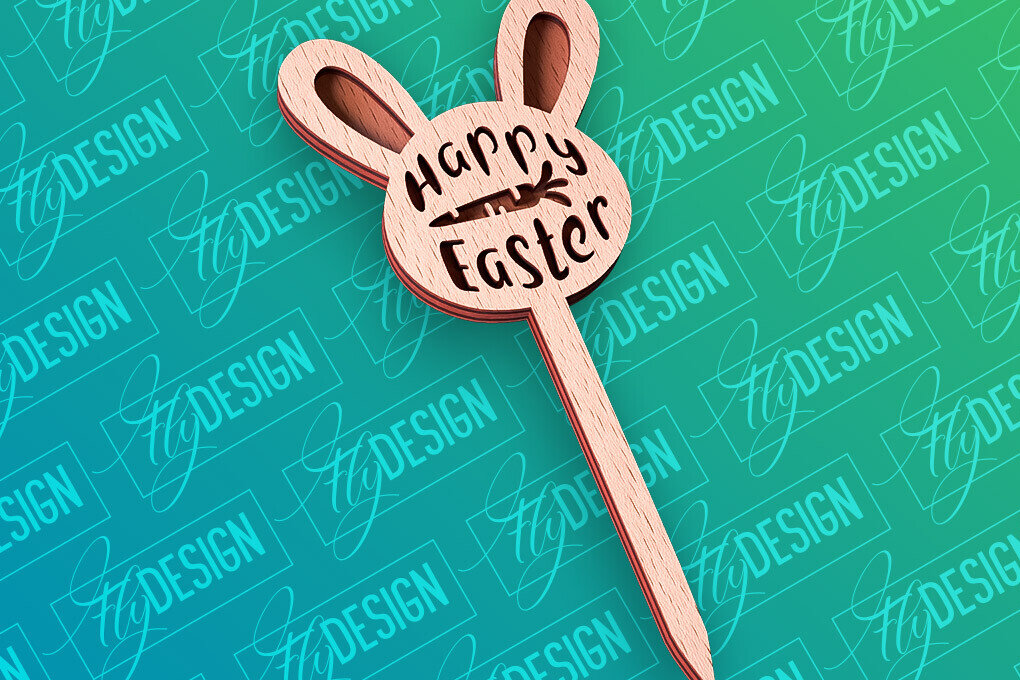 Σετ των 2 Intra απο ξύλο plywood 3mm-4mm πάχος - Πασχαλινό κέικ Topper Laser Cut |  CNC Δίασταση 15x15 cm INTRAFABR-91890051