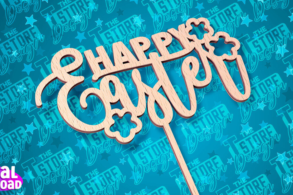 Intra απο ξύλο plywood 3mm-4mm πάχος - Πασχαλινό κέικ Topper Laser Cut |  CNC Δίασταση 15x15 cm INTRAFABR-91658561