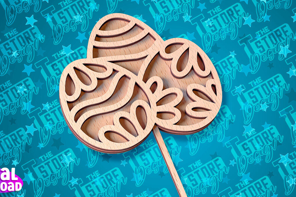 Σετ των 2 Intra απο ξύλο plywood 3mm-4mm πάχος - Πασχαλινό κέικ Topper Laser Cut |  CNC Δίασταση 15x15 cm INTRAFABR-91658588