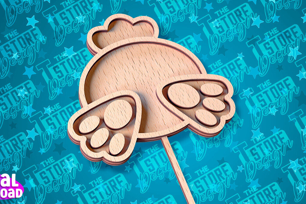 Σετ των 2 Intra απο ξύλο plywood 3mm-4mm πάχος - Πασχαλινό κέικ Topper Laser Cut |  CNC Δίασταση 15x15 cm INTRAFABR-91658594