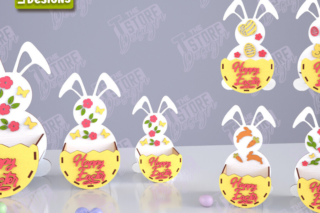 Σετ των 2 Intra απο ξύλο plywood 3mm-4mm πάχος - Πασχαλινό καλάθι με καραμέλα | Αυγοθήκη Δίασταση 15x15 cm INTRAFABR-117799799