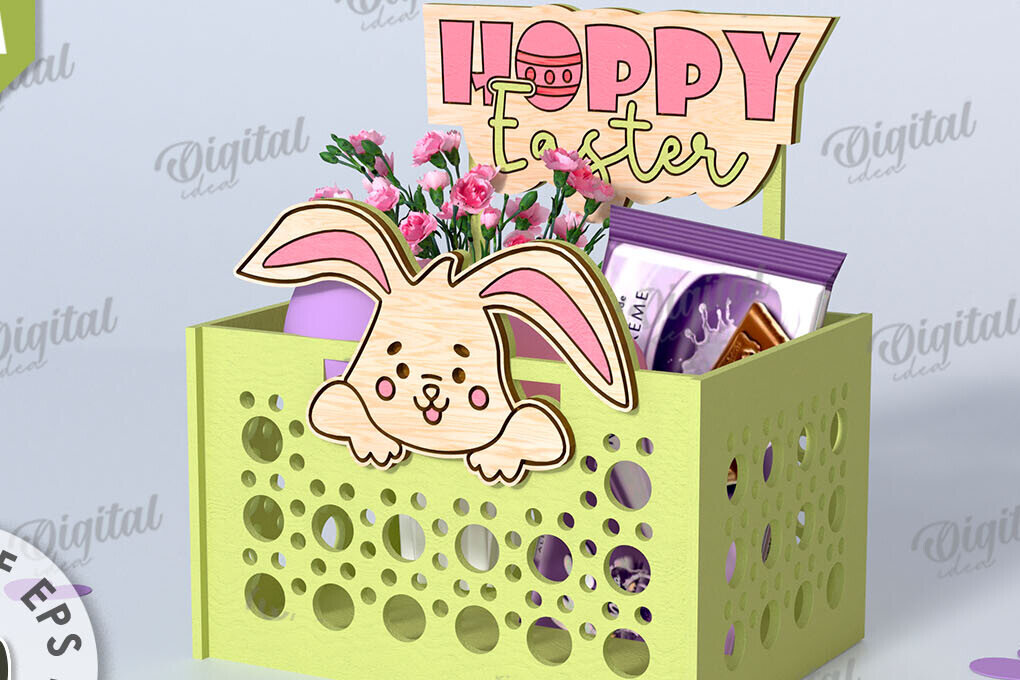 Intra απο ξύλο plywood 3mm-4mm πάχος - Πασχαλινό κουτί καραμέλας LaserCut. Πασχαλινό σχέδιο Δίασταση 15x15 cm INTRAFABR-116736169