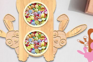 Σετ των 2 Intra απο ξύλο plywood 3mm-4mm πάχος - Πασχαλινή καραμέλα Θόλος κοπής με λέιζερ Δίασταση 15x15 cm INTRAFABR-63924421