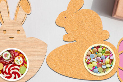 Σετ των 2 Intra απο ξύλο plywood 3mm-4mm πάχος - Πασχαλινή καραμέλα Θόλος κοπής με λέιζερ Δίασταση 15x15 cm INTRAFABR-63924429