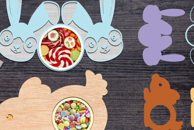 Σετ των 2 Intra απο ξύλο plywood 3mm-4mm πάχος - Πασχαλινή καραμέλα Θόλος κοπής με λέιζερ Δίασταση 15x15 cm INTRAFABR-63924435