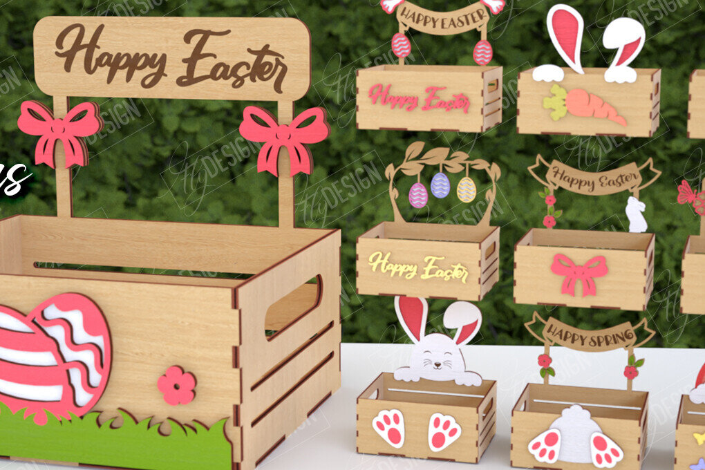 Σετ των 2 Intra απο ξύλο plywood 3mm-4mm πάχος - Πακέτο πασχαλινών ζαχαρωτών | Κουτί καραμελών Δίασταση 15x15 cm INTRAFABR-116150218