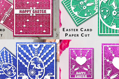 Σετ των 2 Intra απο ξύλο plywood 3mm-4mm πάχος - Πασχαλινή κάρτα Paper Cut  Πακέτο σχεδίου Δίασταση 15x15 cm INTRAFABR-64118950