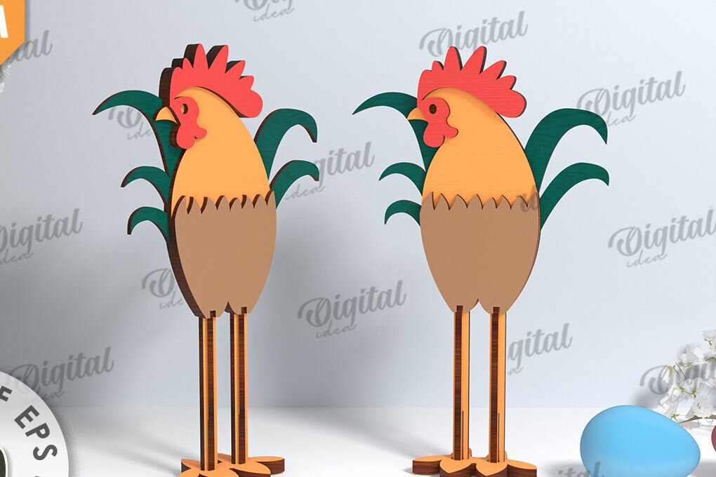 Σετ των 2 Intra απο ξύλο plywood 3mm-4mm πάχος -  Πασχαλινή γκόμενα. Πασχαλινός χαρακτήρας Δίασταση 15x15 cm INTRAFABR-115832442