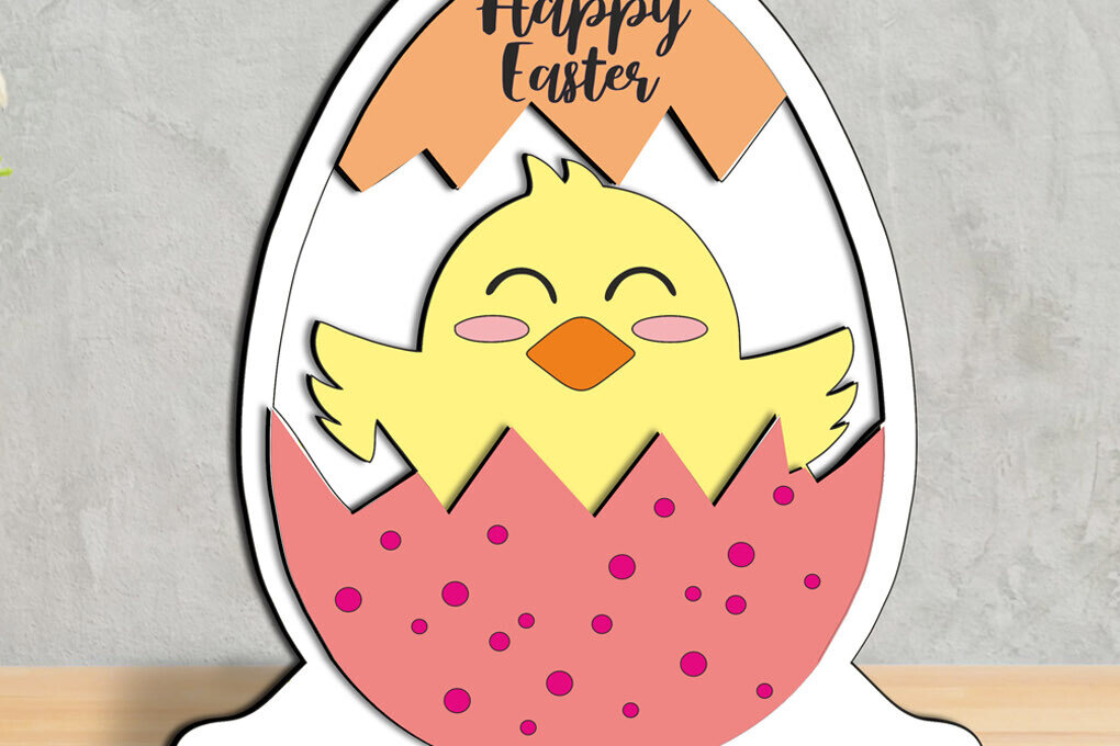 Σετ των 2 Intra απο ξύλο plywood 3mm-4mm πάχος - Πασχαλινή διακόσμηση σπιτιού με κοτόπουλο  Egg Δίασταση 15x15 cm INTRAFABR-118958047