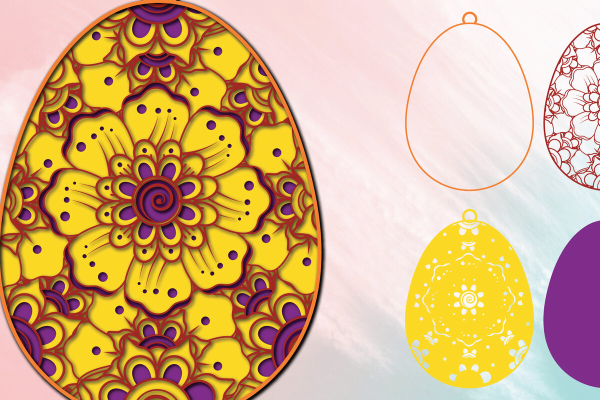 Σετ των 2 Intra απο ξύλο plywood 3mm-4mm πάχος -  3d Paper Cut  για την ημέρα του Πάσχα Δίασταση 1200x1200 cm INTRAFABR-25265752