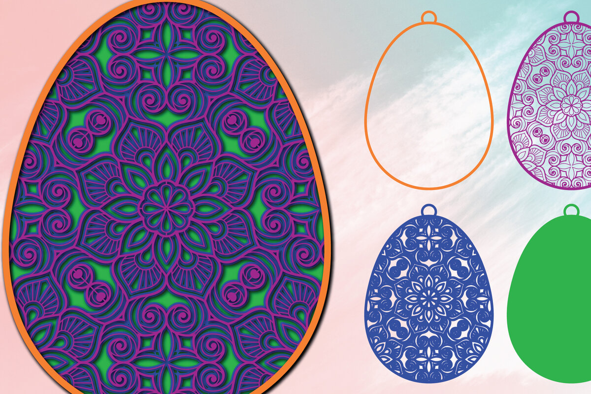 Σετ των 2 Intra απο ξύλο plywood 3mm-4mm πάχος -  3d Paper Cut  για την ημέρα του Πάσχα Δίασταση 1200x1200 cm INTRAFABR-25265763