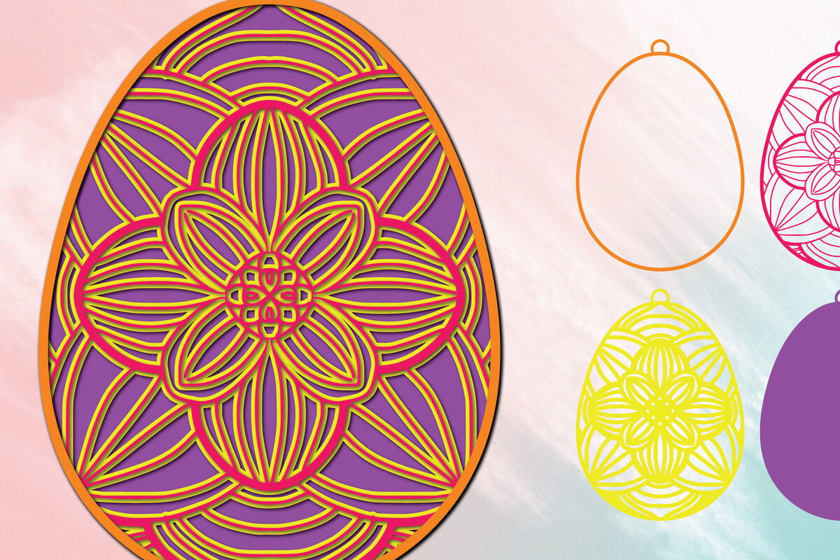 Σετ των 3 Intra απο ξύλο plywood 3mm-4mm πάχος -  3D Paper Cut  για την Ημέρα του Πάσχα Δίασταση 1200x1200 cm INTRAFABR-25265766