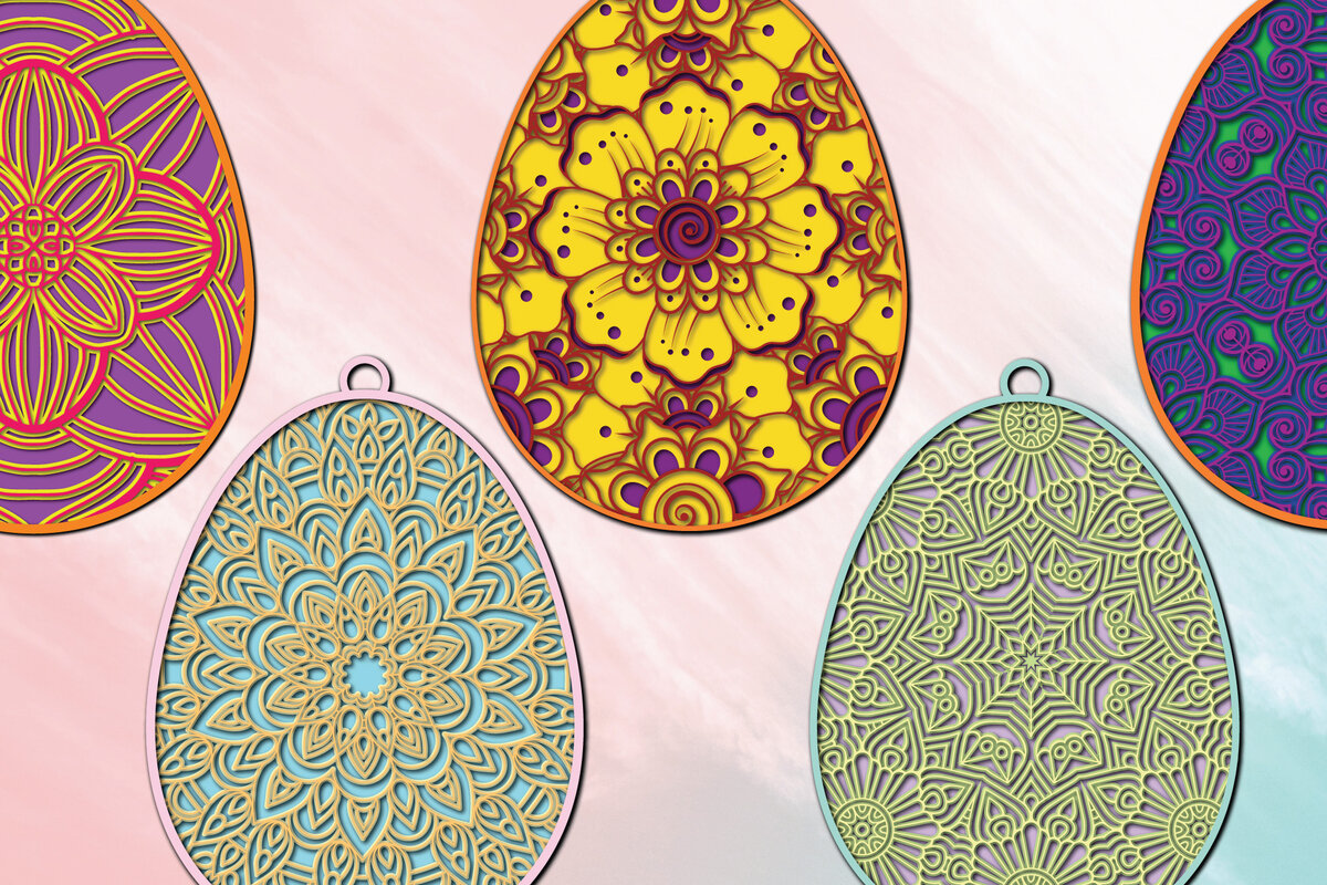 Σετ των 2 Intra απο ξύλο plywood 3mm-4mm πάχος -  3d Paper Cut  για την ημέρα του Πάσχα Δίασταση 1200x1200 cm INTRAFABR-25265929