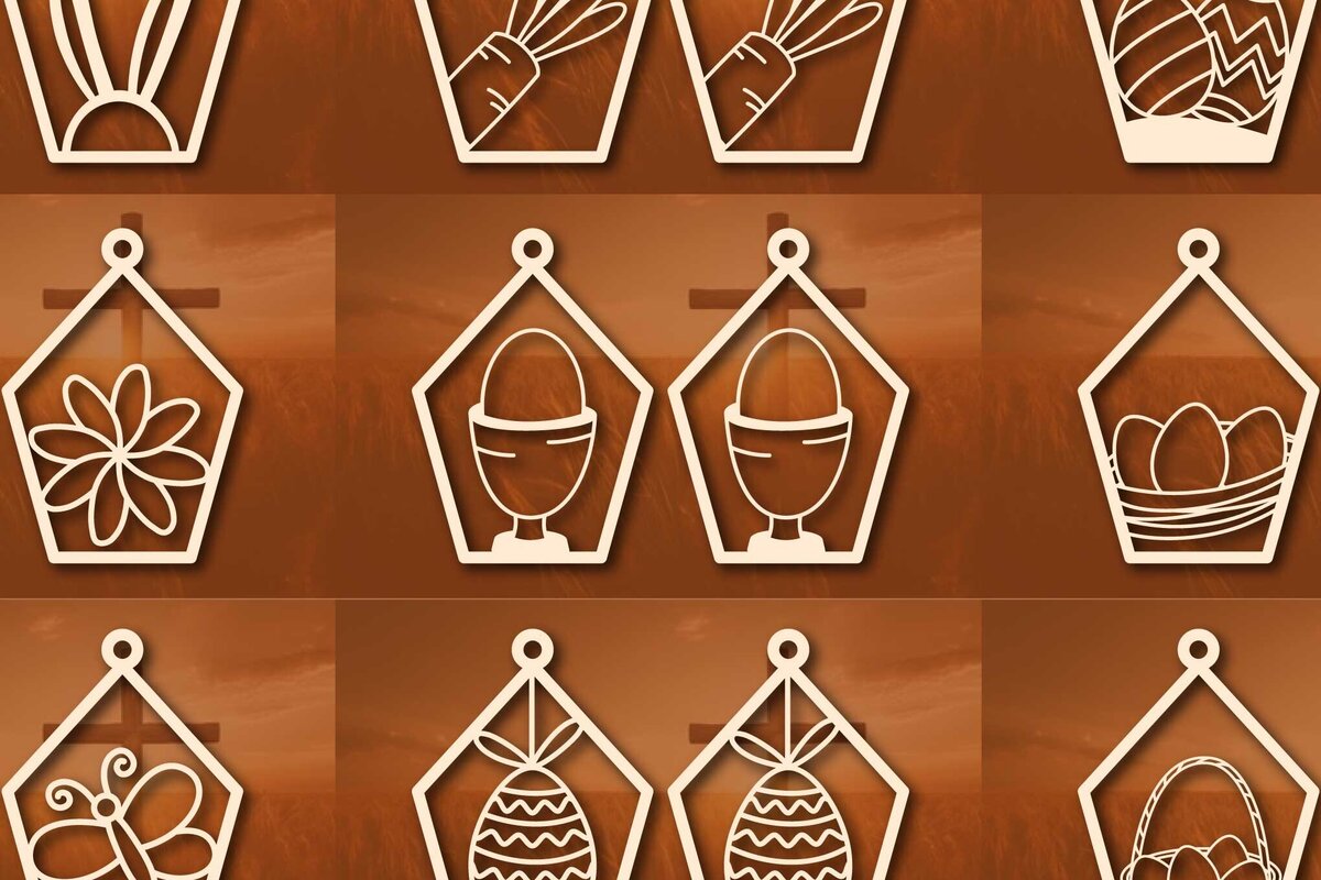 Σετ των 3 Intra απο ξύλο plywood 3mm-4mm πάχος - Σκουλαρίκια για την Ημέρα του Πάσχα Πακέτο  Cut Laser Δίασταση 3x3 cm INTRAFABR-78080099