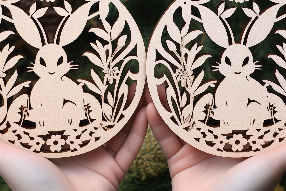 Σετ των 3 Intra απο ξύλο plywood 3mm-4mm πάχος - Πακέτο  Cut Laser Day Easter Day Δίασταση 4x4 cm INTRAFABR-90068093