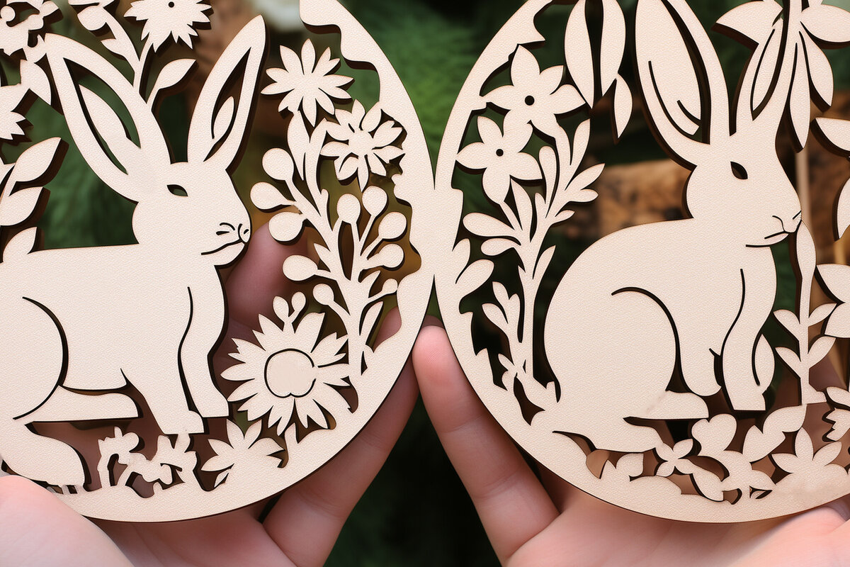 Σετ των 3 Intra απο ξύλο plywood 3mm-4mm πάχος - Πακέτο  Cut Laser Day Easter Day Δίασταση 4x4 cm INTRAFABR-90070048