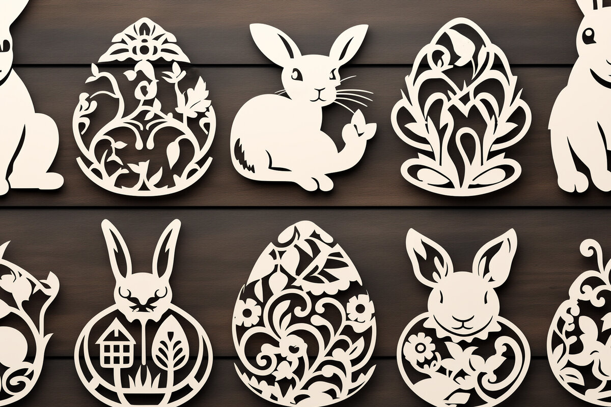 Σετ των 3 Intra απο ξύλο plywood 3mm-4mm πάχος - Πακέτο  Cut Laser Day Easter Day Δίασταση 4x4 cm INTRAFABR-90076868