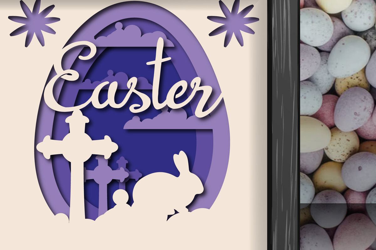 Σετ των 2 Intra απο ξύλο plywood 3mm-4mm πάχος - Easter Day Shadow/light Box 3d  Δίασταση 15x15 cm INTRAFABR-25641400