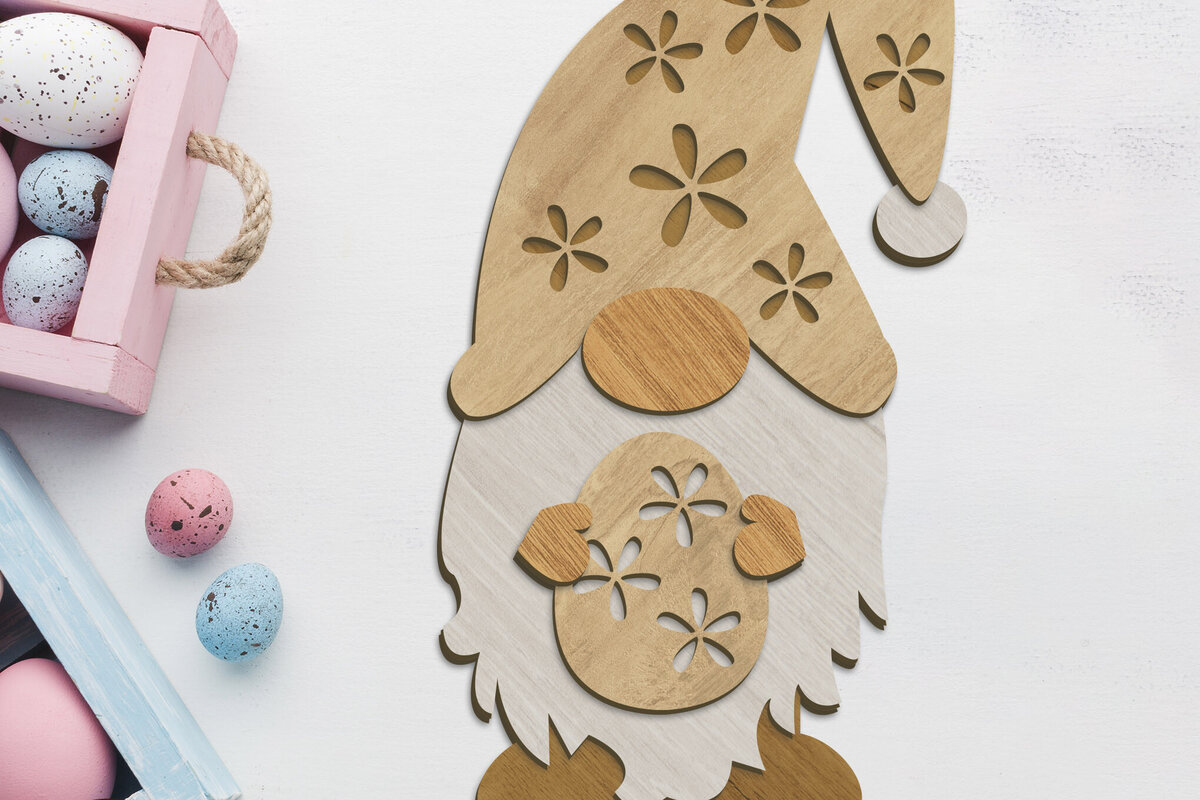 Intra απο ξύλο plywood 3mm-4mm πάχος - Πασχαλινό Διακοσμητικό Gnome, Πασχαλινό Στολίδι Δίασταση 34x7 cm INTRAFABR-90590372