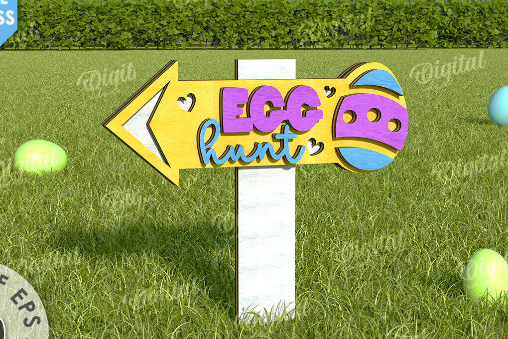 Σετ των 2 Intra απο ξύλο plywood 3mm-4mm πάχος - Πασχαλινή Κατευθυντική Πινακίδα Κήπου Δίασταση 15x15 cm INTRAFABR-116332090