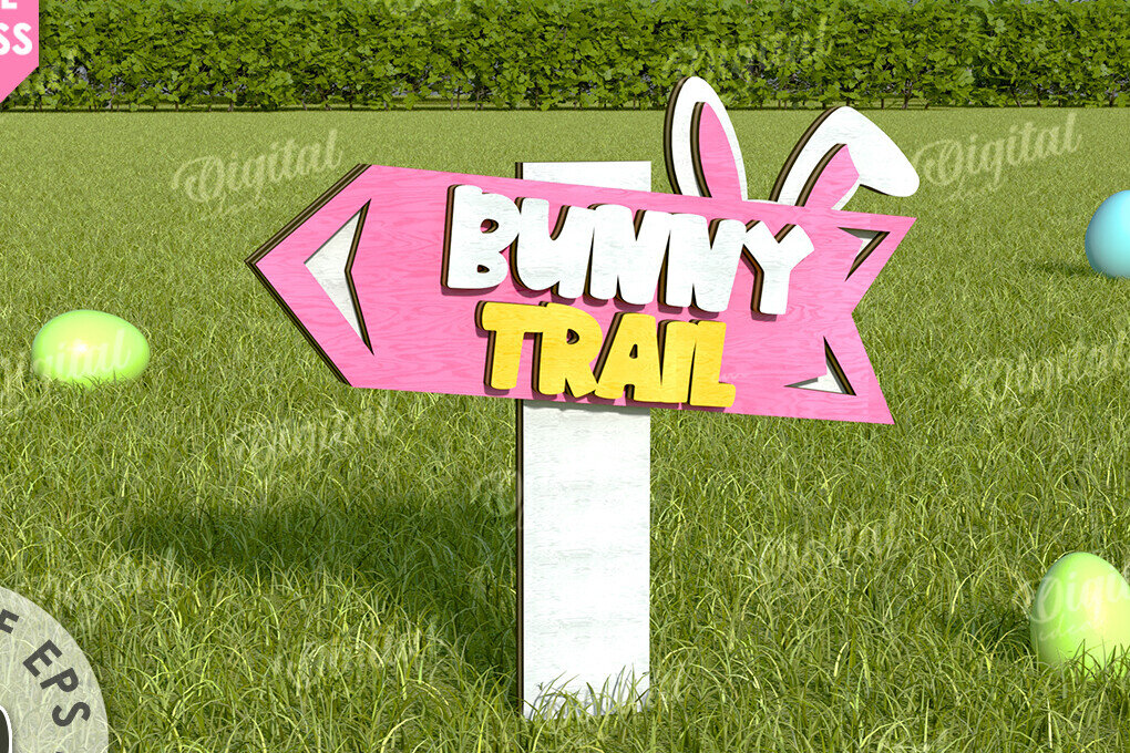 Σετ των 2 Intra απο ξύλο plywood 3mm-4mm πάχος - Πασχαλινή Κατευθυντική Πινακίδα Κήπου Δίασταση 15x15 cm INTRAFABR-116332153