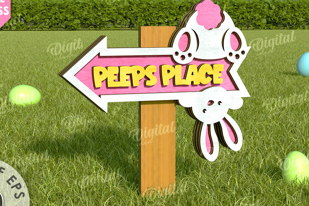 Σετ των 2 Intra απο ξύλο plywood 3mm-4mm πάχος - Πασχαλινή Κατευθυντική Πινακίδα Κήπου Δίασταση 15x15 cm INTRAFABR-116332319