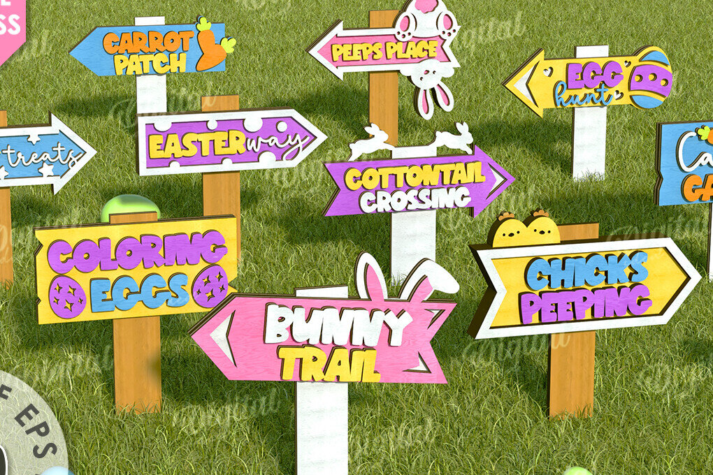 Σετ των 2 Intra απο ξύλο plywood 3mm-4mm πάχος - Πασχαλινή δέσμη πινακίδων κήπου Δίασταση 15x15 cm INTRAFABR-116335791