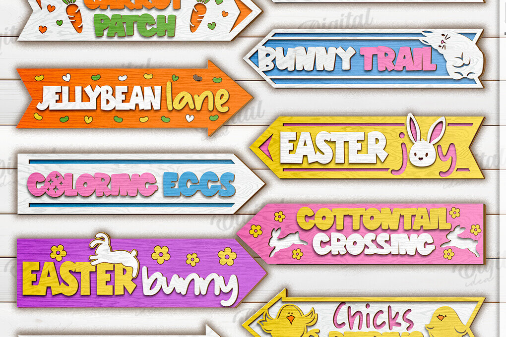 Σετ των 2 Intra απο ξύλο plywood 3mm-4mm πάχος - Πασχαλινή Κατευθυντήρια Πινακίδα LaserCut Πακέτο Δίασταση 15x15 cm INTRAFABR-118210307