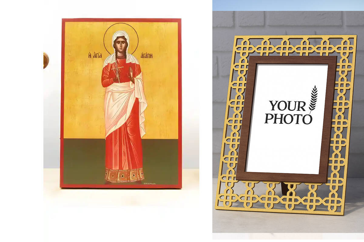 Εικόνα Ορθοδοξίας Πολυτελείας  με  σχεδιο Σταυρούς μαζι με  Βάση σε  8 χρώματα με περίγραμμα χρυσό σε ξύλο Plywood (Πλακάζ)   με  βάση Φιλανθρωπικό ίδρυμα Αγίας «Αγάπη», Ξύλινη Χειροποίητη Εικόνα Ελληνικής Premium Βυζαντινού Στυλ Κρεμαστή σε ξύλινη πλάκα