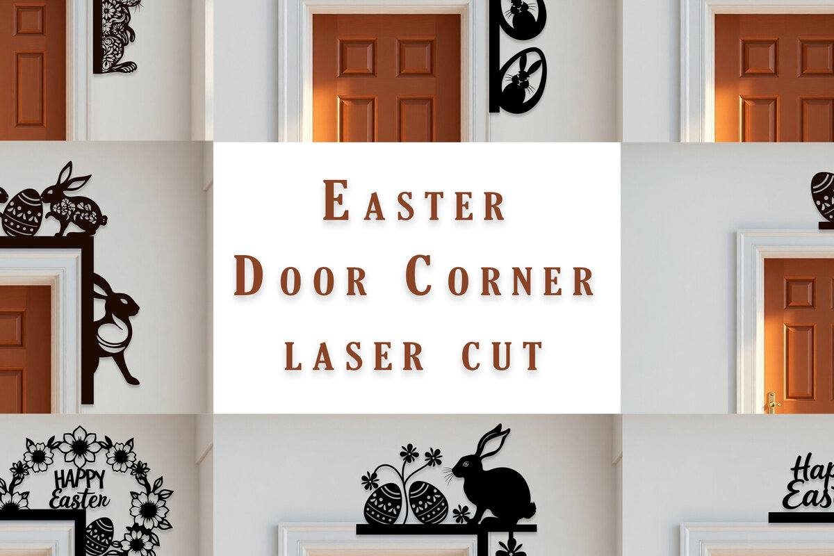 Σετ των 2 Intra απο ξύλο plywood 3mm-4mm πάχος - Πασχαλινή Πόρτα Γωνιακή Δέσμη Laser Cut  Δίασταση 15x15 cm INTRAFABR-117462932