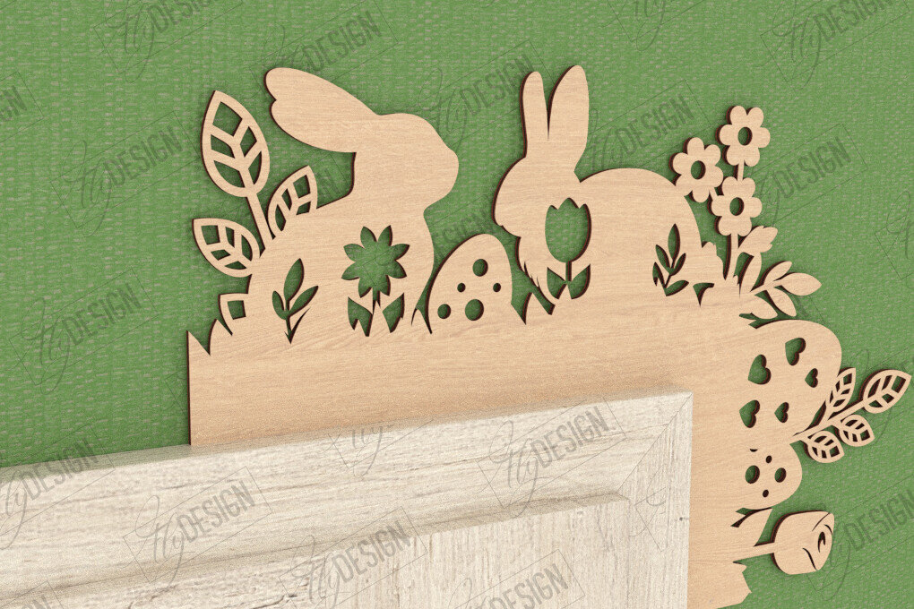 Σετ των 3 Intra απο ξύλο plywood 3mm-4mm πάχος - Πασχαλινή Πόρτα Γωνία | Διακόσμηση Τοίχων | CNC Δίασταση 15x15 cm INTRAFABR-117429463