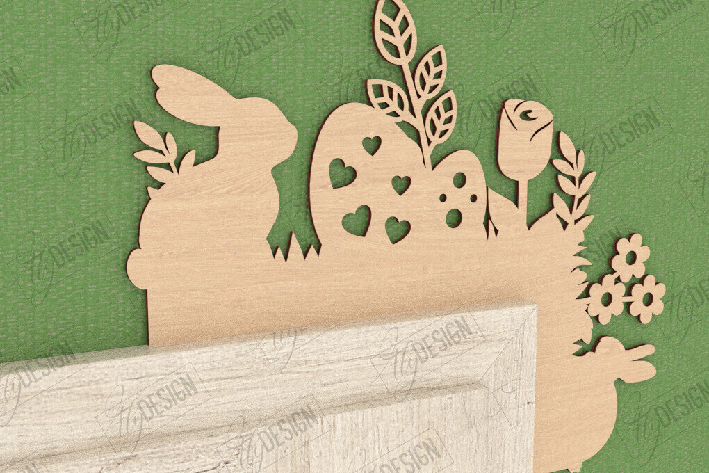 Σετ των 2 Intra απο ξύλο plywood 3mm-4mm πάχος - Πασχαλινή Πόρτα Γωνία | Διακόσμηση Τοίχων | CNC Δίασταση 15x15 cm INTRAFABR-117429410