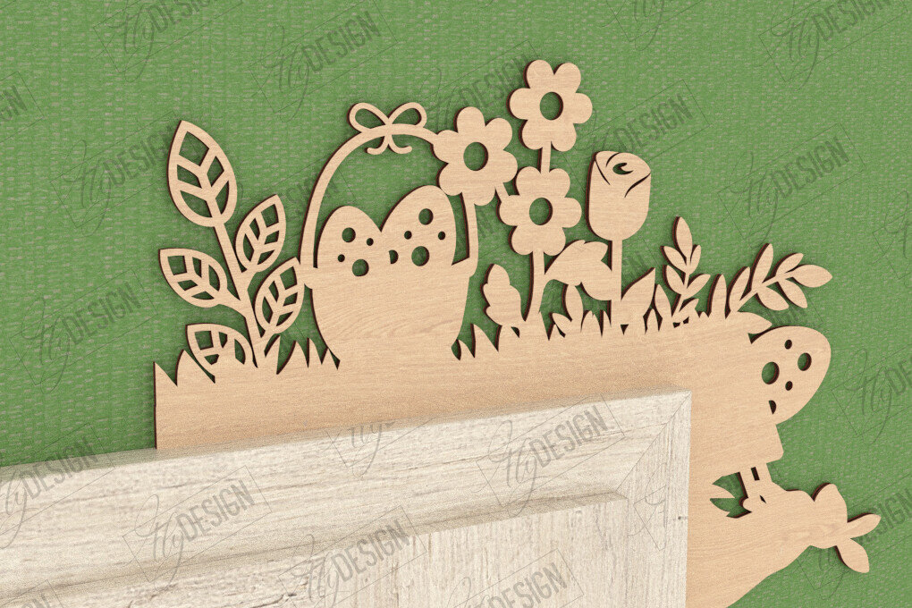 Σετ των 2 Intra απο ξύλο plywood 3mm-4mm πάχος - Πασχαλινή Πόρτα Γωνία | Διακόσμηση Τοίχων | CNC Δίασταση 15x15 cm INTRAFABR-117429426