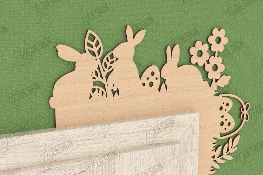 Σετ των 2 Intra απο ξύλο plywood 3mm-4mm πάχος - Πασχαλινή Πόρτα Γωνία | Διακόσμηση Τοίχων | CNC Δίασταση 15x15 cm INTRAFABR-117429433