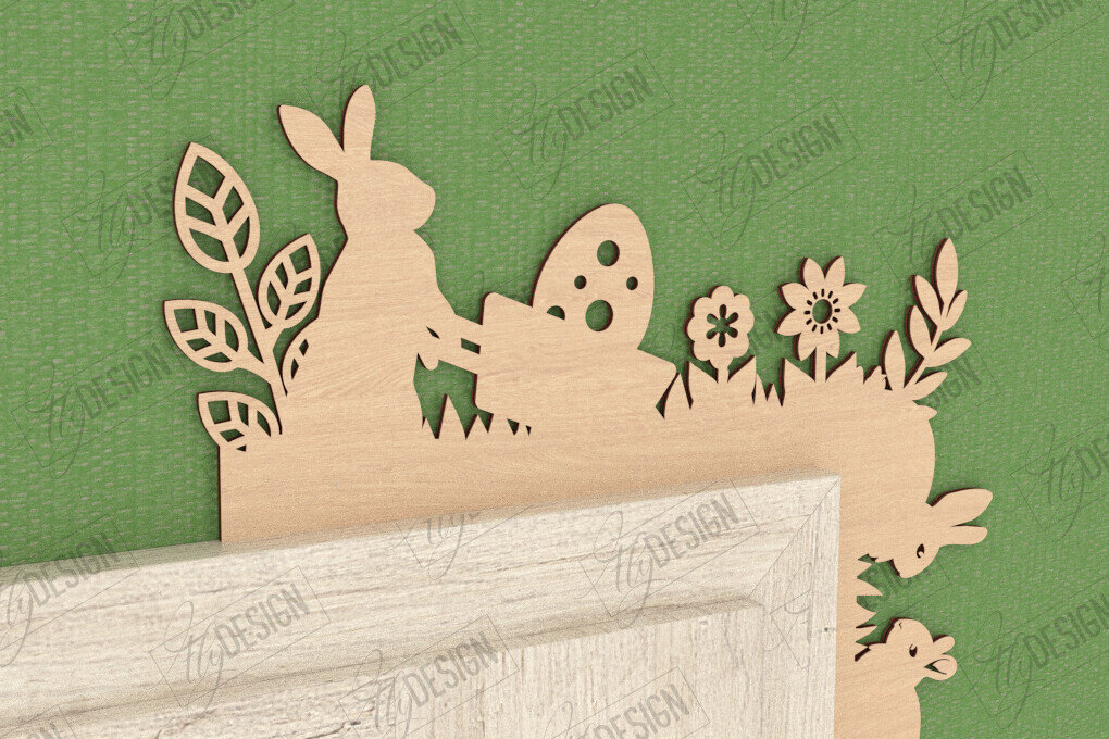 Σετ των 2 Intra απο ξύλο plywood 3mm-4mm πάχος - Πασχαλινή Πόρτα Γωνία | Διακόσμηση Τοίχων | CNC Δίασταση 15x15 cm INTRAFABR-117429441