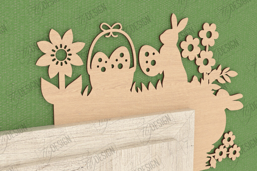 Σετ των 2 Intra απο ξύλο plywood 3mm-4mm πάχος - Πασχαλινή Πόρτα Γωνία | Διακόσμηση Τοίχων | CNC Δίασταση 15x15 cm INTRAFABR-117429455