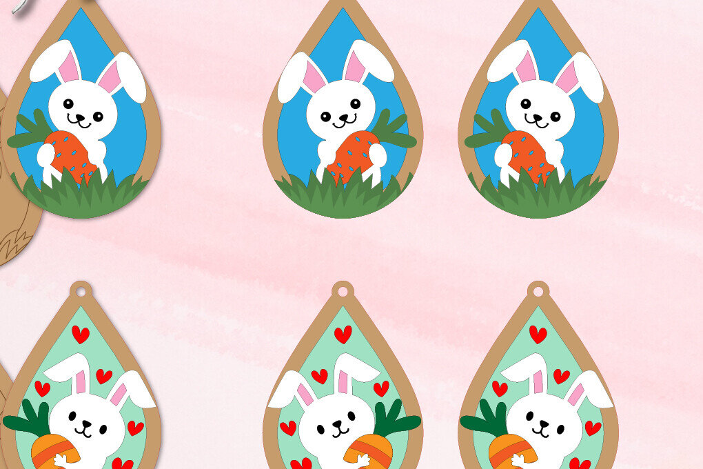 Σετ των 3 Intra απο ξύλο plywood 3mm-4mm πάχος - Πασχαλινά Σκουλαρίκια Laser Cut 2 - Cut&Score Δίασταση 3x3 cm INTRAFABR-91863724