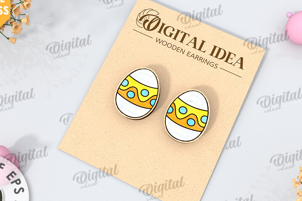 Σετ των 3 Intra απο ξύλο plywood 3mm-4mm πάχος - Πασχαλινά σκουλαρίκια με λέιζερ. Άνοιξη  Δίασταση 3x3 cm INTRAFABR-117940853