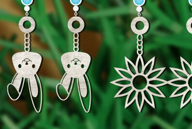 Σετ των 3 Intra απο ξύλο plywood 3mm-4mm πάχος - Πασχαλινά σκουλαρίκια Laser Cut  Δίασταση 3x3 cm INTRAFABR-63164911