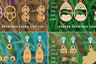 Σετ των 3 Intra απο ξύλο plywood 3mm-4mm πάχος - Πασχαλινά σκουλαρίκια Laser Cut  Bundle Δίασταση 3x3 cm INTRAFABR-64119589