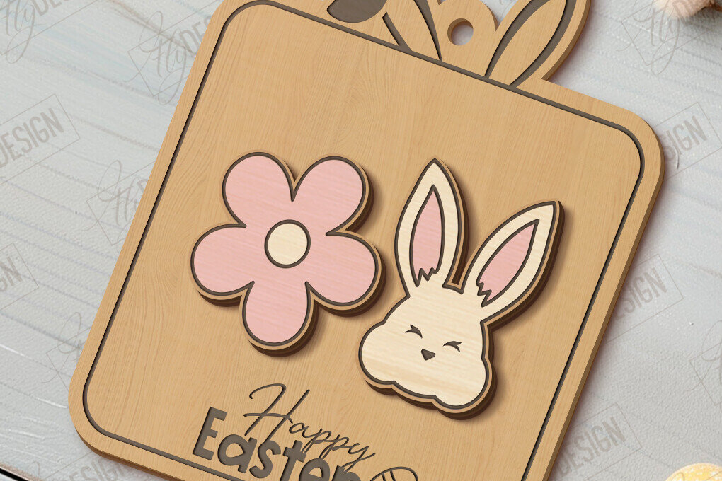 Σετ των 3 Intra απο ξύλο plywood 3mm-4mm πάχος - Πασχαλινά Σκουλαρίκια | Ανοιξιάτικο Σχέδιο |Διακοπές Δίασταση 3x3 cm INTRAFABR-117482697