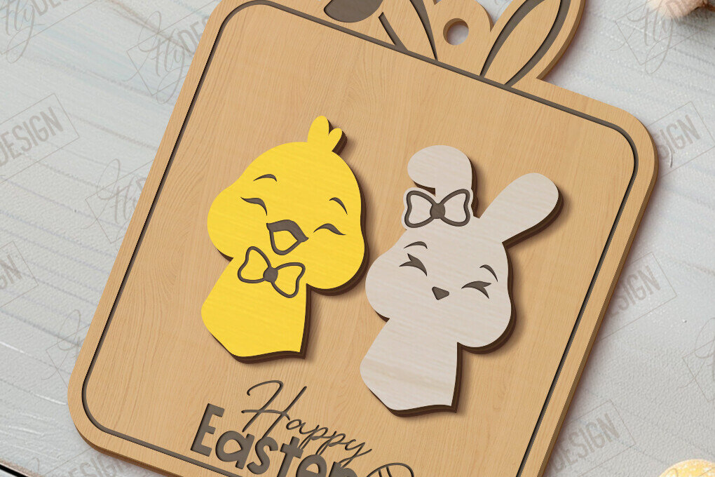 Σετ των 3 Intra απο ξύλο plywood 3mm-4mm πάχος - Πασχαλινά Σκουλαρίκια | Ανοιξιάτικο Σχέδιο |Διακοπές Δίασταση 3x3 cm INTRAFABR-117482708